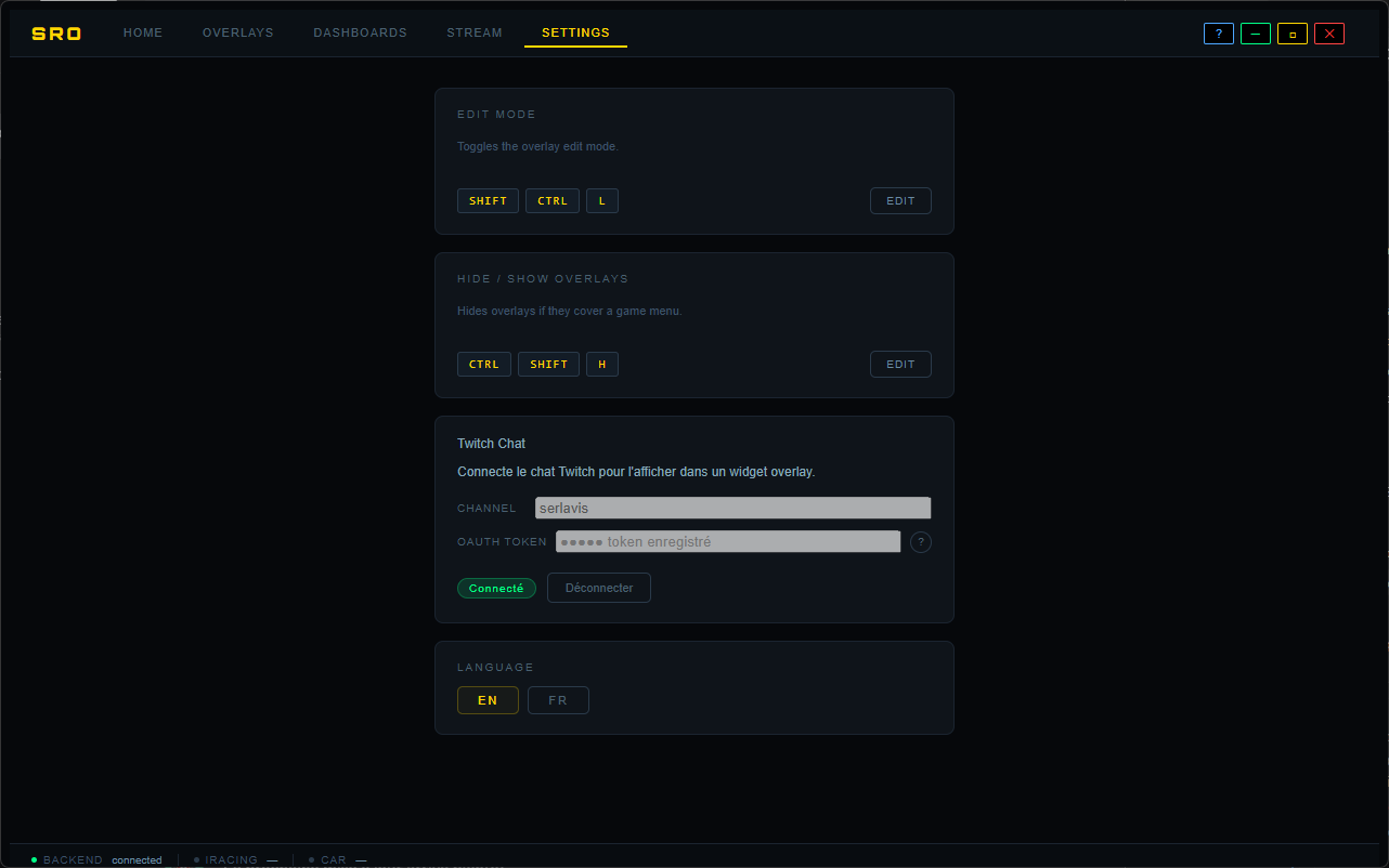 Settings Menu